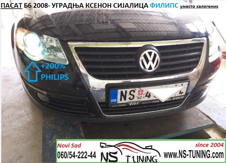 vw passat b6 2008 xenon farovi sijalice h7 philips balast ugradnja poliranje novi sad tuning